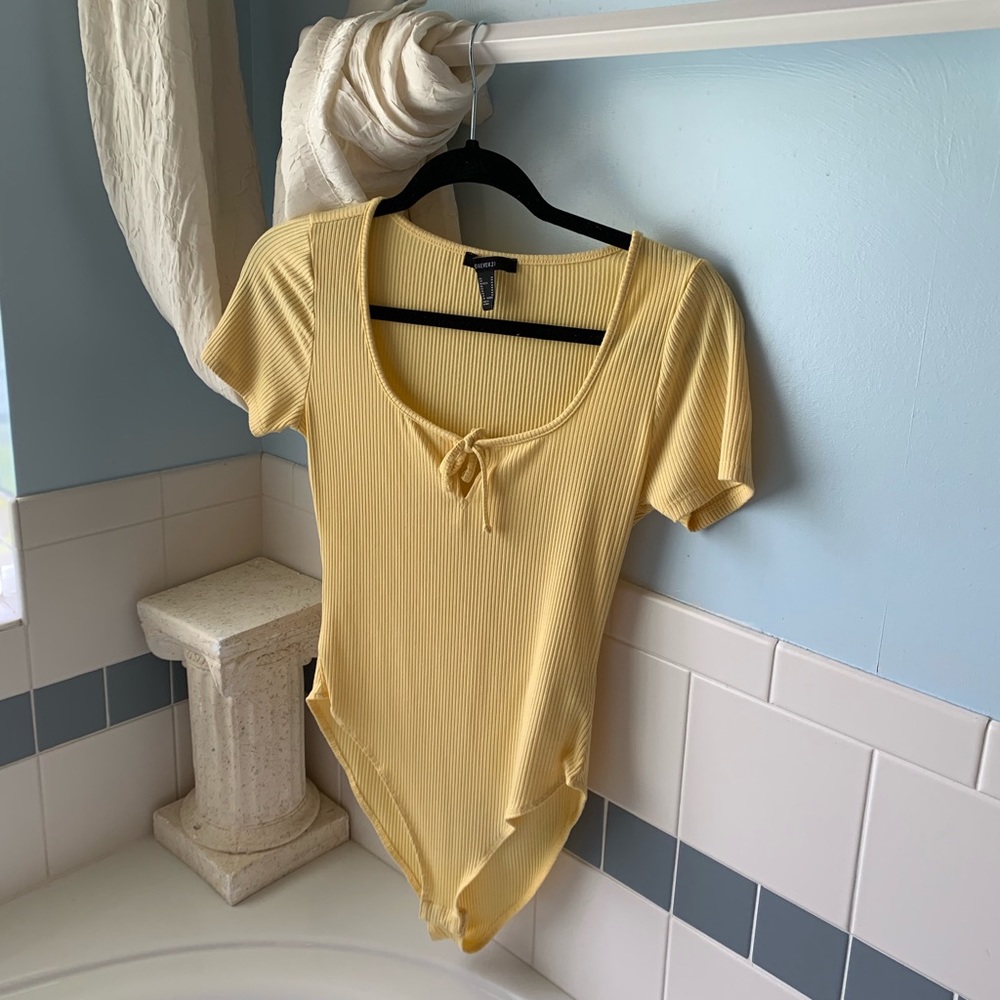 Yellow ribbed bodysuit